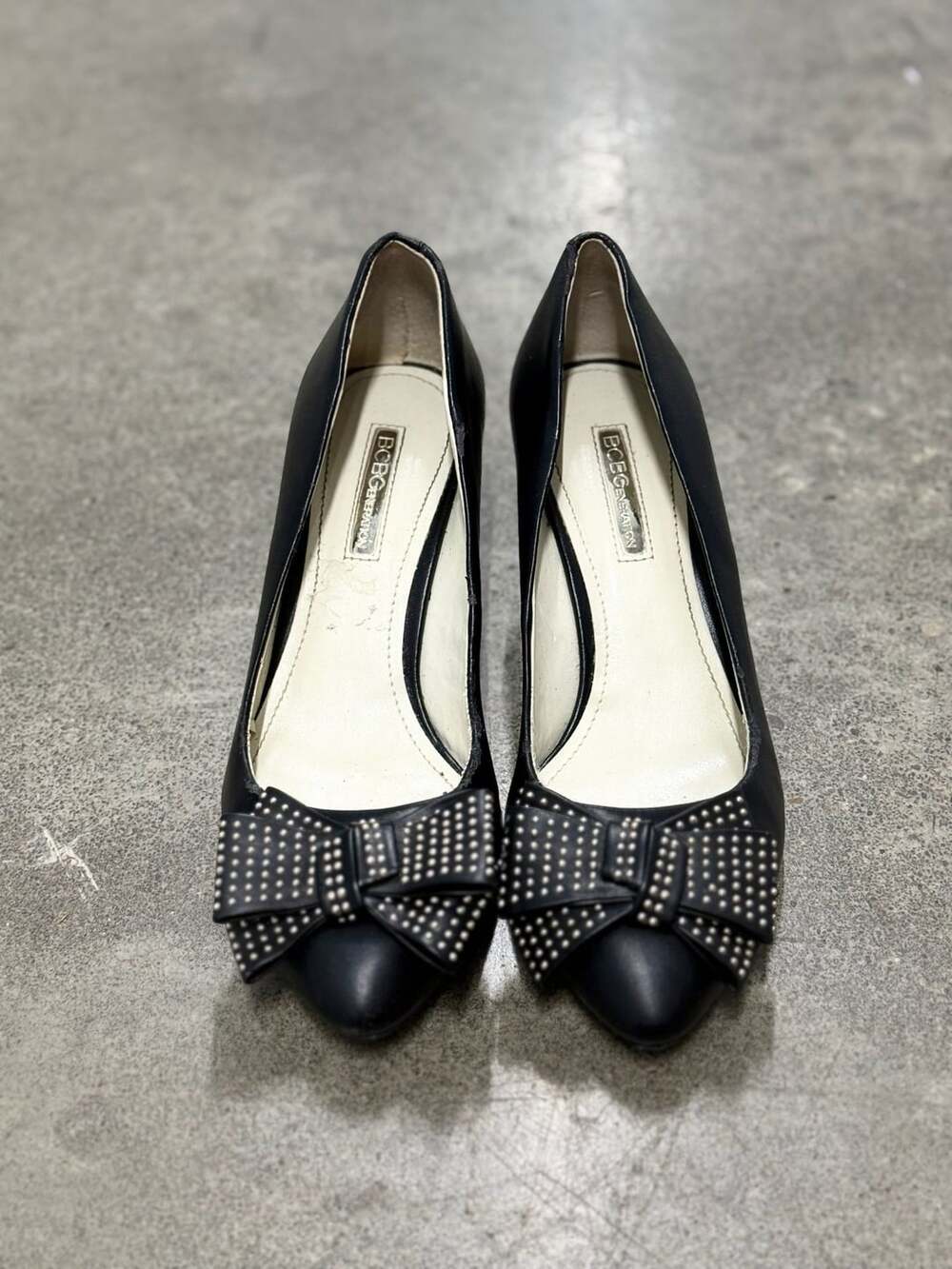BCBGeneration Black Studded Bow Kitten Heels